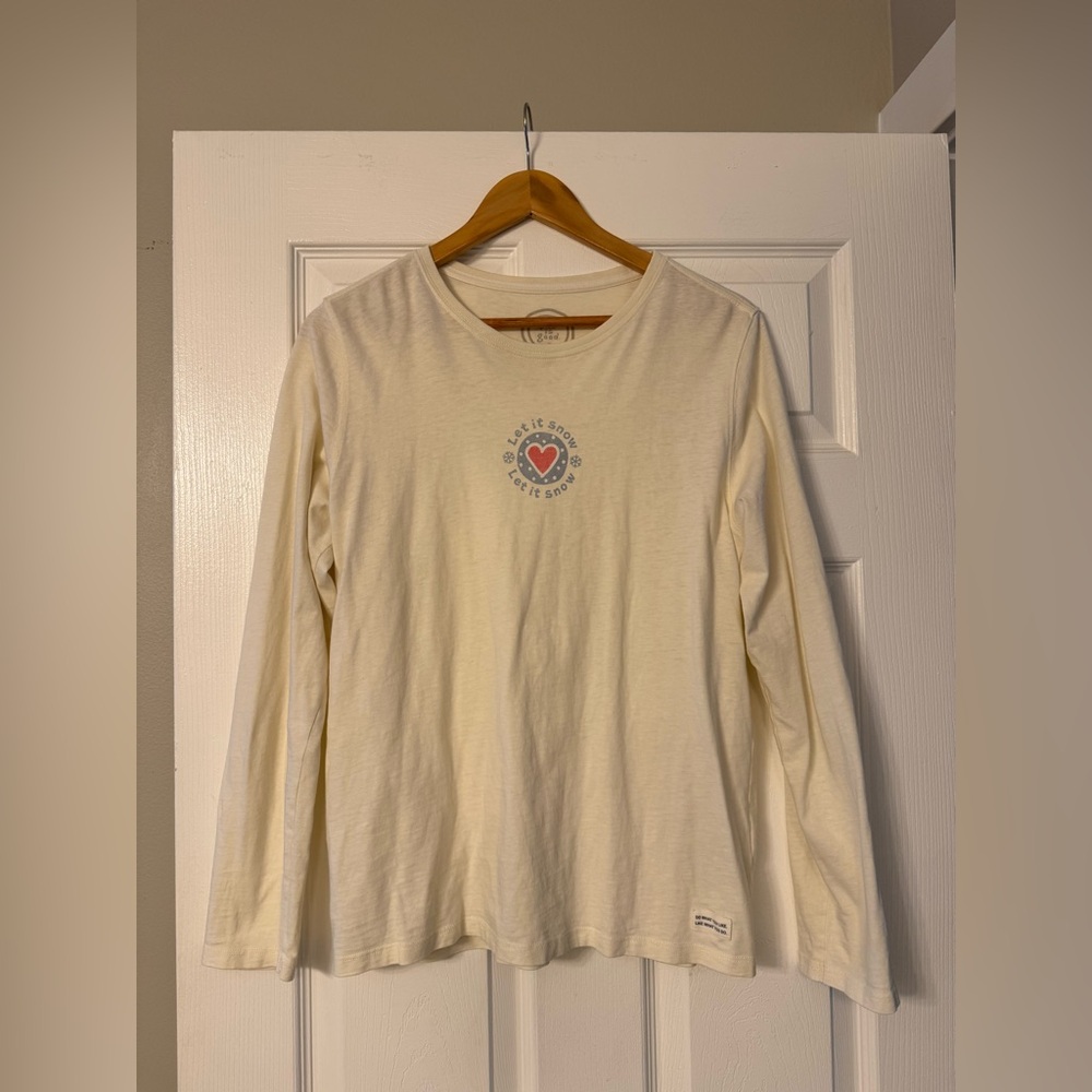 Life Is Good Off-White Snow Long Sleeve Tee Size Medium